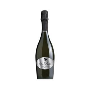 La Bolla sparkling wine bottle with black foil and silver oval label on a white background