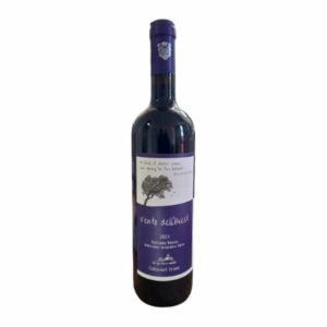 Wine bottle with purple label and cork, standing upright; label reads Vento dell’Est 2021 Cabernet Franc from Abruzzo (Italy).
